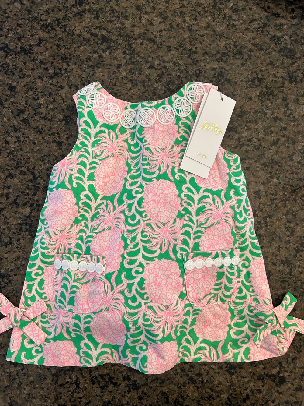 Lilly Pulitzer Green and Pink Pineapple Shift Dress with Bloomers